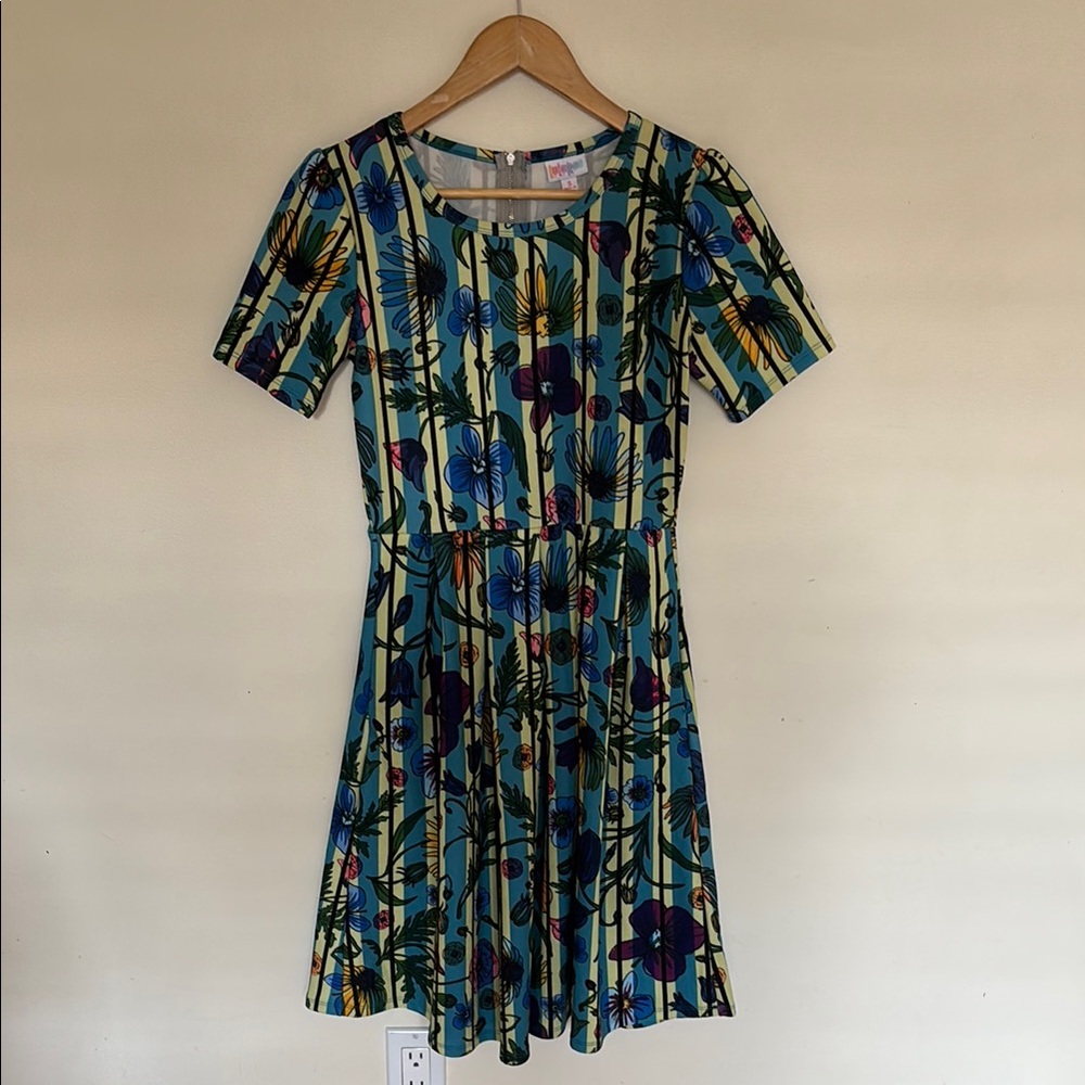 LuLaRoe Floral Striped Dress